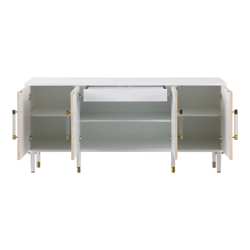 Jive Lacquer Finish, Birch Wood And Acrylic Sideboard / Buffet in White