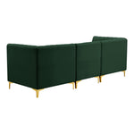 Alina 91" Velvet Upholstered 3pc. Modular Sofa in Green