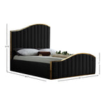 Jolie Velvet Upholstered King Bed (3 Boxes) in Black