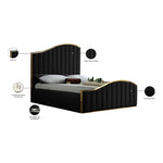Jolie Velvet Upholstered King Bed (3 Boxes) in Black