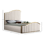 Jolie Velvet Upholstered King Bed (3 Boxes) in Cream