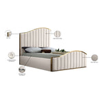 Jolie Velvet Upholstered King Bed (3 Boxes) in Cream