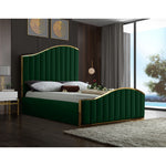 Jolie Velvet Upholstered King Bed (3 Boxes) in Green