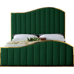 Jolie Velvet Upholstered King Bed (3 Boxes) in Green