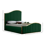 Jolie Velvet Upholstered King Bed (3 Boxes) in Green