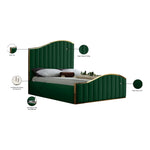 Jolie Velvet Upholstered King Bed (3 Boxes) in Green