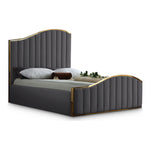Jolie Velvet Upholstered King Bed (3 Boxes) in Grey