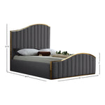 Jolie Velvet Upholstered King Bed (3 Boxes) in Grey