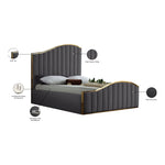 Jolie Velvet Upholstered King Bed (3 Boxes) in Grey