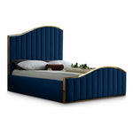 Jolie Velvet Upholstered King Bed (3 Boxes) in Navy