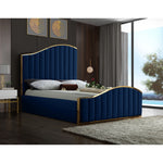 Jolie Velvet Upholstered King Bed (3 Boxes) in Navy