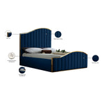 Jolie Velvet Upholstered King Bed (3 Boxes) in Navy