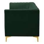 Alina 91" Velvet Upholstered 3pc. Modular Sofa in Green