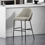Gracie Metal Upholstered Barstool in Stone Gray and Black
