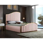 Jolie Velvet Upholstered King Bed (3 Boxes) in Pink