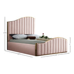 Jolie Velvet Upholstered King Bed (3 Boxes) in Pink