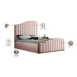 Jolie Velvet Upholstered King Bed (3 Boxes) in Pink