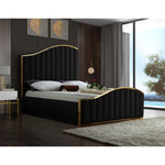 Jolie Velvet Upholstered Queen Bed (3 Boxes) in Black