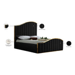 Jolie Velvet Upholstered Queen Bed (3 Boxes) in Black
