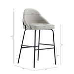 Gracie Metal Upholstered Barstool in Stone Gray and Black