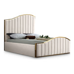 Jolie Velvet Upholstered Queen Bed (3 Boxes) in Cream