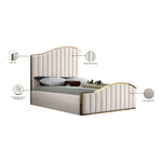 Jolie Velvet Upholstered Queen Bed (3 Boxes) in Cream