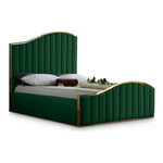Jolie Velvet Upholstered Queen Bed (3 Boxes) in Green