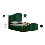 Jolie Velvet Upholstered Queen Bed (3 Boxes) in Green