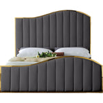 Jolie Velvet Upholstered Queen Bed (3 Boxes) in Grey