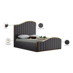 Jolie Velvet Upholstered Queen Bed (3 Boxes) in Grey