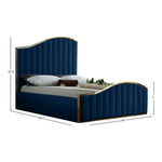 Jolie Velvet Upholstered Queen Bed (3 Boxes) in Navy