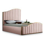Jolie Velvet Upholstered Queen Bed (3 Boxes) in Pink