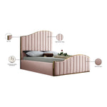 Jolie Velvet Upholstered Queen Bed (3 Boxes) in Pink