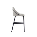 Gracie Metal Upholstered Barstool in Stone Gray and Black