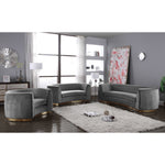 Julian Velvet Upholstered Chair in Grey