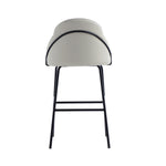 Gracie Metal Upholstered Barstool in Stone Gray and Black