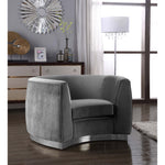Julian Velvet Upholstered Chair in Grey