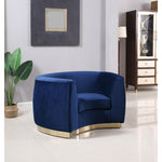 Julian Velvet Upholstered Chair in Navy