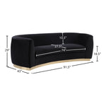 Julian 91.5" Velvet Upholstered Sofa in Black