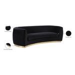 Julian 91.5" Velvet Upholstered Sofa in Black