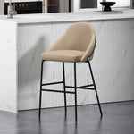 Gracie Metal Upholstered Barstool in Tan and Black