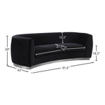 Julian 91.5" Velvet Upholstered Sofa in Black