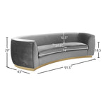 Julian 91.5" Velvet Upholstered Sofa in Grey