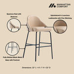 Gracie Metal Upholstered Barstool in Tan and Black