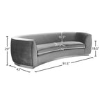 Julian 91.5" Velvet Upholstered Sofa in Grey
