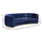 Julian 91.5" Velvet Upholstered Sofa in Navy