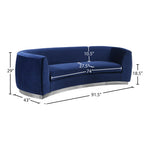 Julian 91.5" Velvet Upholstered Sofa in Navy