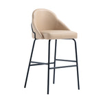 Gracie Metal Upholstered Barstool in Tan and Black