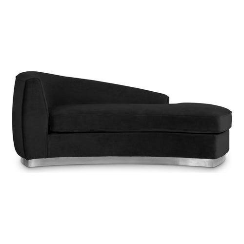Julian Velvet Upholstered Chaise Lounge in Black