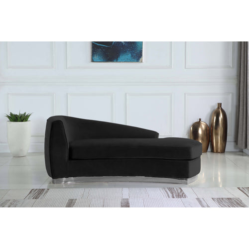 Julian Velvet Upholstered Chaise Lounge in Black
